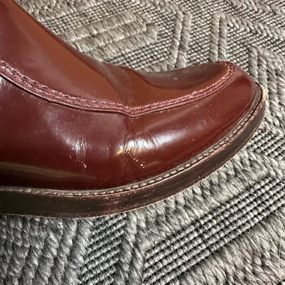 Tory Burch Hyde Boots in Maroon Red Patent Leather Size 7 Retro Style